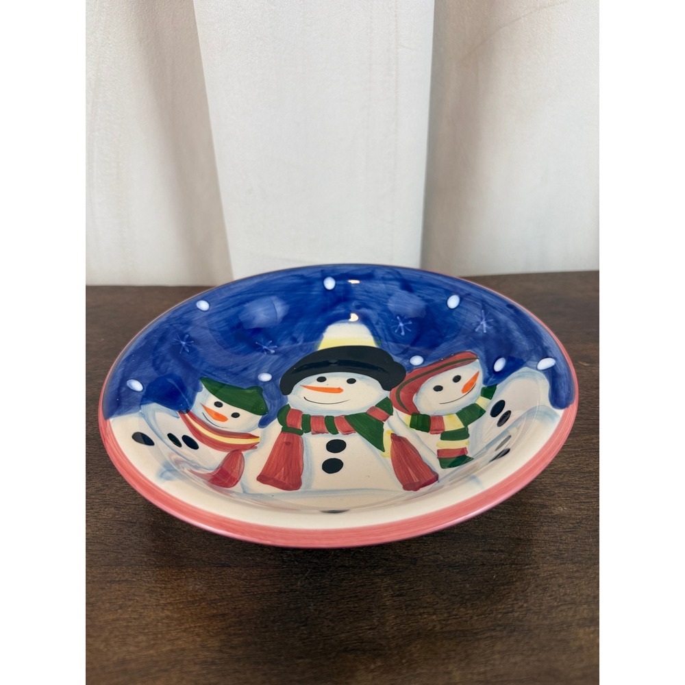 VTG EHI‎ 'Spirits Bright" Pattern Snowman Holiday Christmas 7 7/8" Soup Bowl